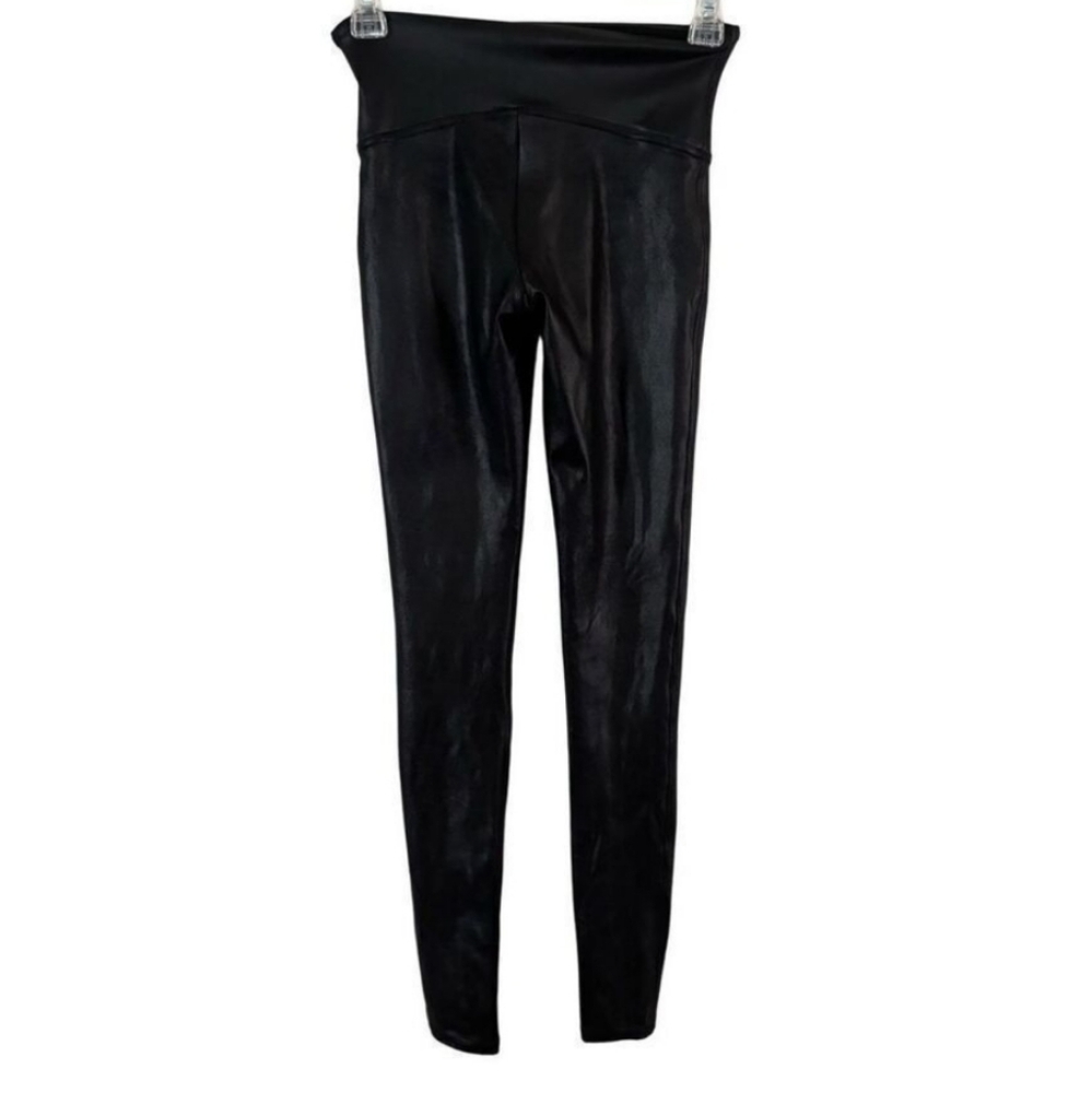 SPANX Faux Leather Pull On Skinny Leggings Black sz S - Picture 2 of 9